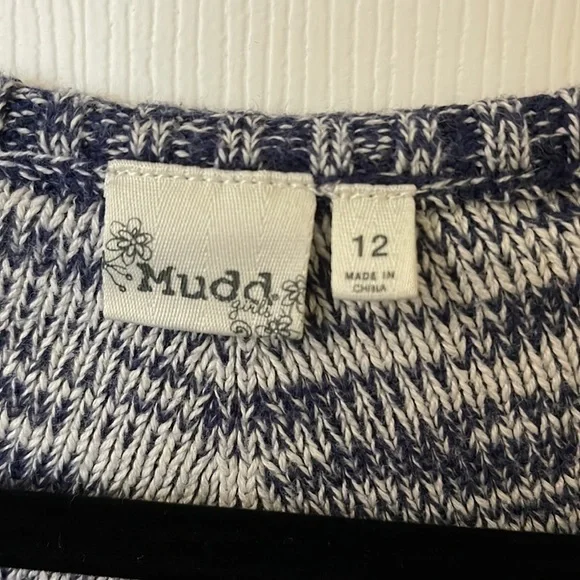 Mudd fringe sweater - girls size 12 - navy blue & white - Picture 2 of 2
